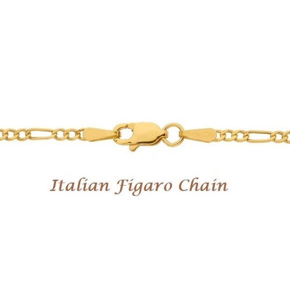 Gold Figaro Chain, ITALIAN Figaro Chain, 18K Plated Gold Solid 925 Silver Chain - Picture 5 of 6